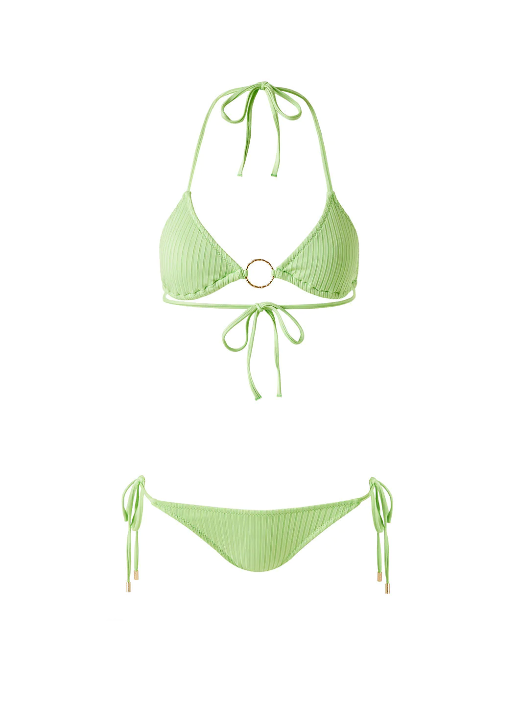 BIKINIS Miami Padded Triangel Bikini Lime Ribbed